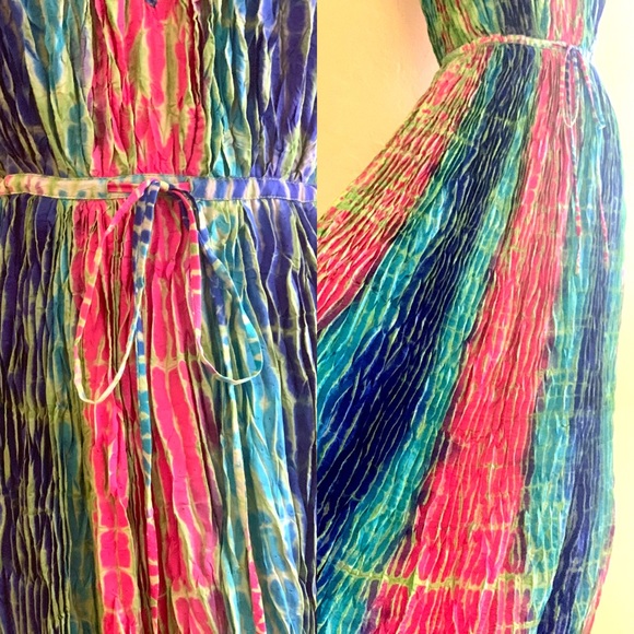 Sold | Calypso colorful plisse maxi dress . Size small - Picture 3 of 10